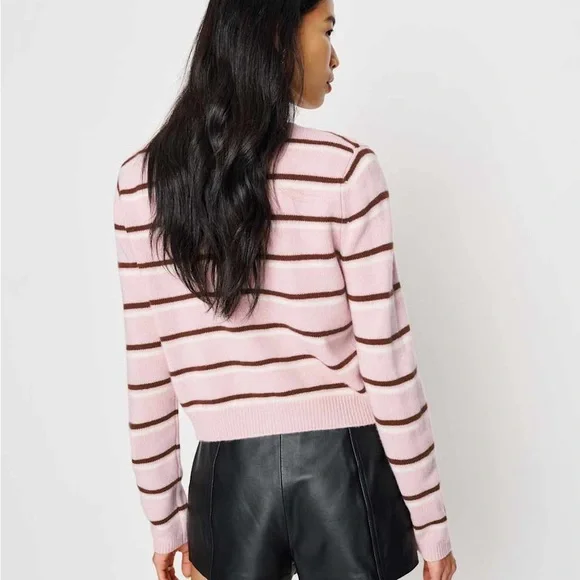 Reformation Clara Cashmere Cardigan Cherry Blossom Stripe XS - Picture 4 of 8